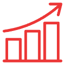 Red bar chart icon