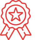 Red award ribbon with a star