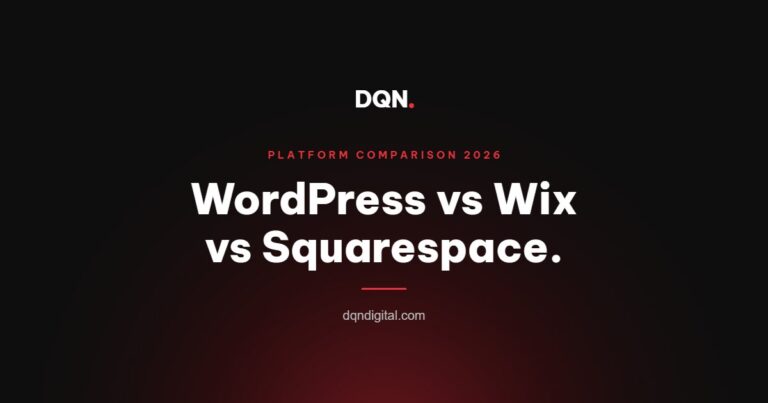 WordPress vs Wix vs Squarespace 2026 platform comparison cover - DQN Digital